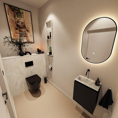 MONDIAZ TURE-DLUX 40cm toiletmeubel Urban. EDEN wastafel Ostra positie links. Zonder kraangat.
