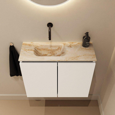 MONDIAZ TURE-DLUX 60cm toiletmeubel Talc. EDEN wastafel Frappe positie links. Zonder kraangat.