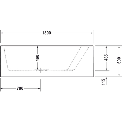 Duravit Paiova bad acryl afgeschuind 180x140x46cm rechts met aangevormd paneel en frame wit