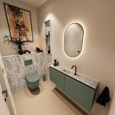 MONDIAZ TURE-DLUX 120cm toiletmeubel Army. EDEN wastafel Glace positie midden. Met 1 kraangat.