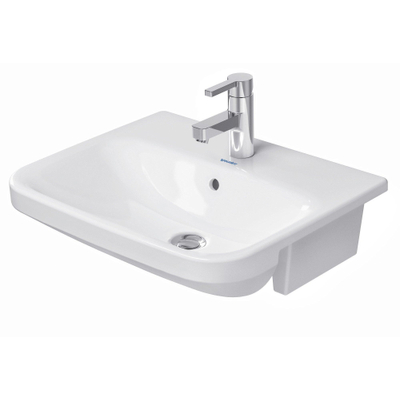 Duravit DuraStyle half inbouwwastafel met overloop met kraangat 55x45.5cm met wondergliss wit