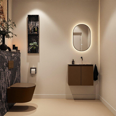 MONDIAZ TURE-DLUX 60cm toiletmeubel Rust. EDEN wastafel Lava positie rechts. Zonder kraangat.