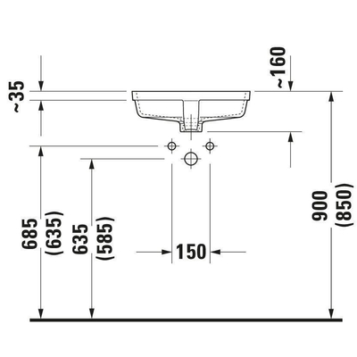 Duravit Vero inbouw wastafel 43x31,5 cm Gliss wit