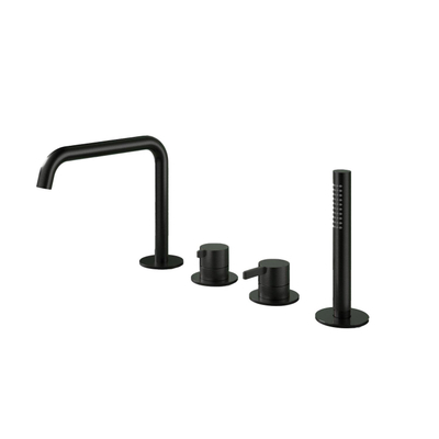 Hotbath Ace Badmengkraan - Badrandcombinatie - éénhendel - 2-weg omstel - handdouche - uitloop - zwart geborsteld PVD