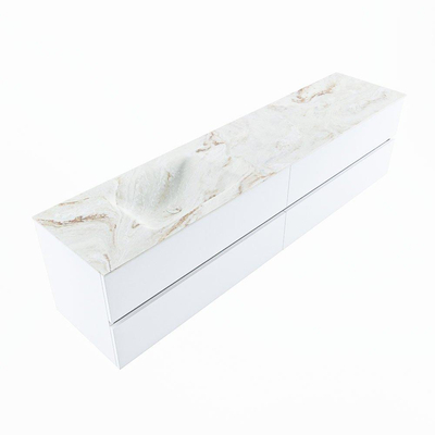 MONDIAZ VICA-DLUX Badkamermeubelset - 200cm - onderkast talc - 4 lades - inbouw wastafel cloud links - zonder kraangaten - 60cm hoge versie - frape