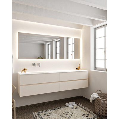 MONDIAZ VICA Badkamermeubelset - 200cm - 4 lades - wasbak Cloud links - 0 kraangaten - solid surface linen