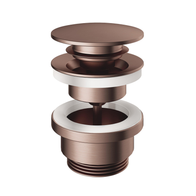 Hotbath Pal clickplug met schroef rond koper geborsteld PVD