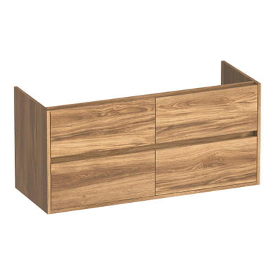 BRAUER Adore wastafelonderkast - 120x46x55cm - 4 softclose lades - greeploos - 2 sifon uitsparingen - Honey