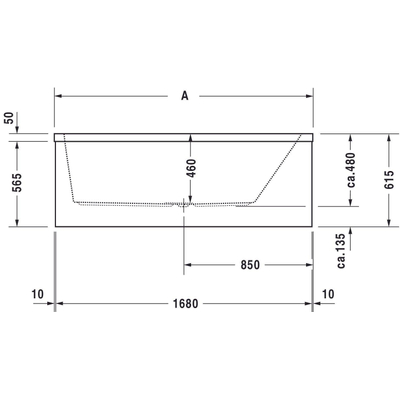 Duravit Vero bad acryl rechthoekig met rugsteun rechts 170x70x46cm wit