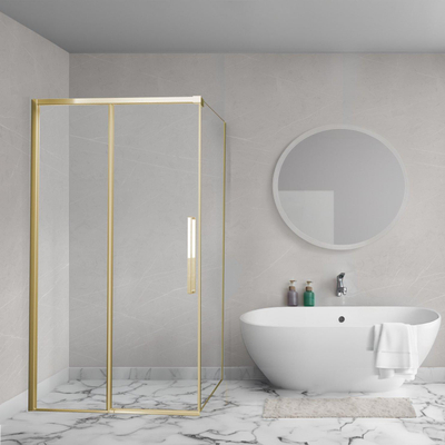 Aqua Vista Lokla Cuadra zijwand - 80x200cm - incl. montageset - geborsteld goud