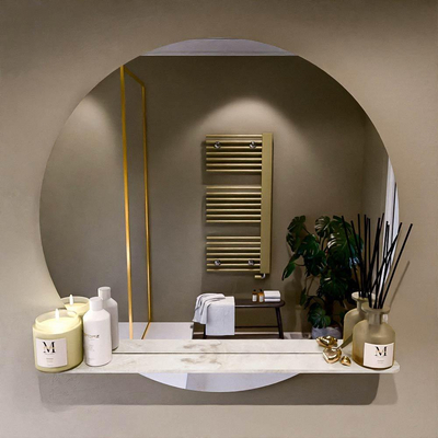 Mondiaz SPOT Badkamerspiegel - rond 90cm - spiegelplanchet - kleur Frappe