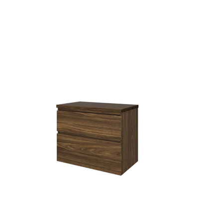 Proline Top badkamermeubelset - 80x46x63.2cm - wastafelblad - a symmetrisch - MFC Cabana oak - licht beschadigd - OUTLET UDEN