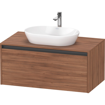 Duravit Ketho 2 wastafelonderbouwkast incl. consoleplaat met 1 lade 100x55x45.9cm met handgreep antraciet noten mat