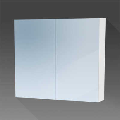 Saniclass Dual spiegelkast 100x70x15cm met 2 links- en rechtsdraaiende spiegeldeuren MDF mat Wit SHOWMODEL