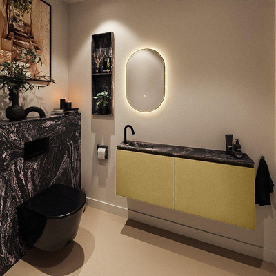 MONDIAZ TURE-DLUX 120cm toiletmeubel Oro. EDEN wastafel Lava positie links. Met 1 kraangat.