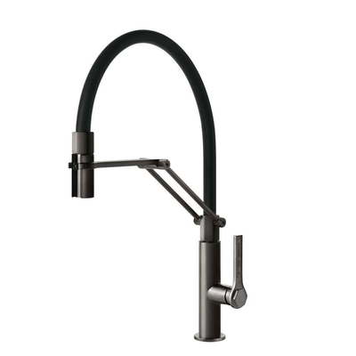 Gessi Officine keukenmengkraan 1-gats met flexibele uitloop incl houder RVS Gunmetal