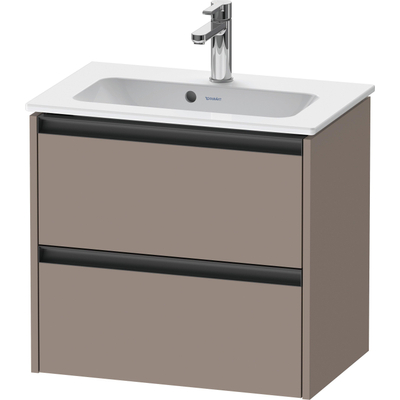 Duravit Ketho 2 wastafelonderbouwkast met 2 laden 61x39x54.9cm met grepen antraciet basalt mat