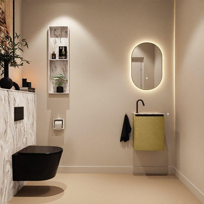 MONDIAZ TURE-DLUX 40cm toiletmeubel Oro. EDEN wastafel Glace positie rechts. Met 1 kraangat.