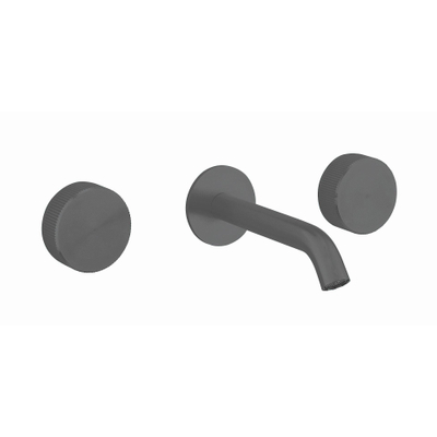 Crosswater 3ONE6 Wastafelkraan inbouw - gebogen uitloop 18cm - slate (gunmetal)