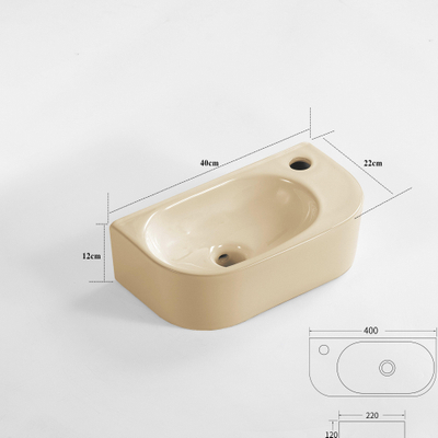 QeramiQ Pure Fontein - 40x22x12cm - Rechts - Glad - halfrond - 1 kraangat - Keramiek - Beige mat