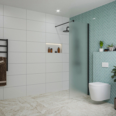 Fortifura Galeria inloopdouche - 70x200cm - mat glas - wandarm - mat zwart