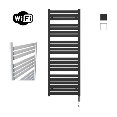 Sanicare HVW - Moda electrische WifiRadiator - 160x60cm - mat zwart met thermostaat chroom - rechtsonder
