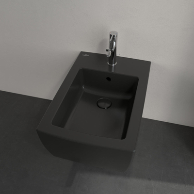 Villeroy & Boch Memento 2.0 wandbidet 1 kraangat met overloop 37.5x56cm ebony