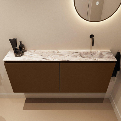 MONDIAZ TURE-DLUX 120cm toiletmeubel Rust. EDEN wastafel Glace positie rechts. Zonder kraangat.