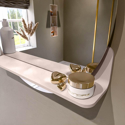 Mondiaz SPOT Badkamerspiegel - rond 60cm - spiegelplanchet - kleur Rosee