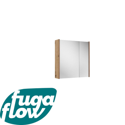 FugaFlow Eccelente Arredo spiegel badkamer spiegelkast - 80x63x16cm - inclusief zijpanelen - Rustiek Eiken -