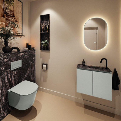 MONDIAZ TURE-DLUX 60cm toiletmeubel Greey. EDEN wastafel Lava positie rechts. Met 1 kraangat.