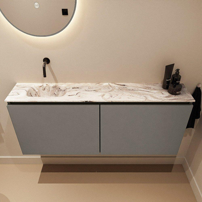 MONDIAZ TURE-DLUX 120cm toiletmeubel Smoke. EDEN wastafel Glace positie links. Zonder kraangat.