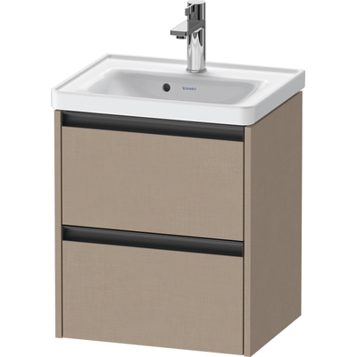 Duravit Ketho 2 wastafelonderbouwkast met 2 laden 48.4x37.5x54.9cm met grepen antraciet Linnen mat