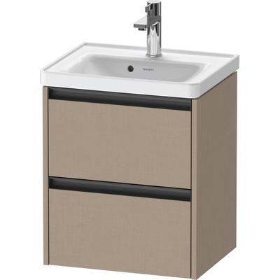 Duravit Ketho 2 Wastafelonderkast - 2 laden - 48.4x37.5x54.9cm - grepen antraciet - linnen mat