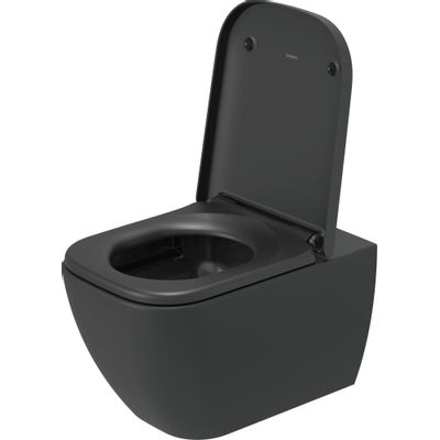 Duravit Happy D.2 WC-zitting 43x35.9x4.3cm met softclose met quickrelease Kunststof Antraciet Mat