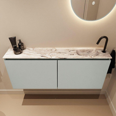 MONDIAZ TURE-DLUX 120cm toiletmeubel Greey. EDEN wastafel Glace positie rechts. Met 1 kraangat.