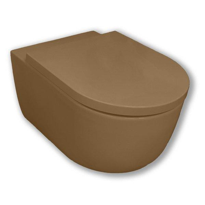 Royal Plaza Primo Toiletset - 55cm - hangend - cycloonspoeling - spoelrandloos - diepspoel - met zitting - softclose - quick release - tabak