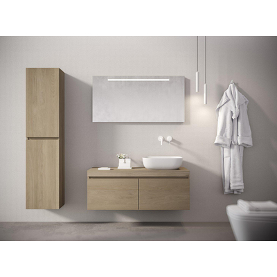 Looox Wood collection Wooden Drawer BoX ladenkast met 1 lade 100x45x46cm met softclose eiken old grey