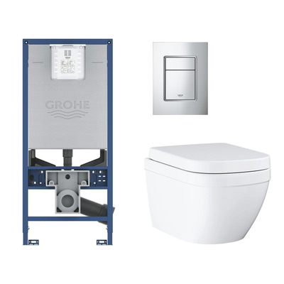 GROHE Rapid SLX toiletset met inbouwreservoir, keramieken wandcloset met small bedieningsplaat chroom