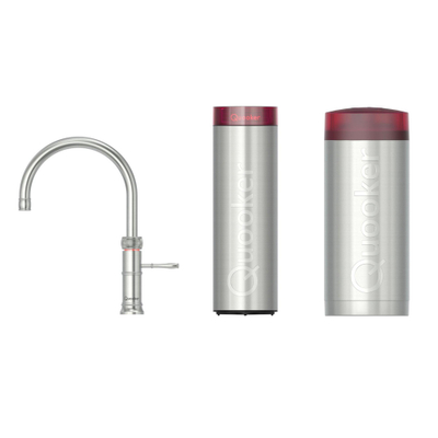 Quooker Classic Fusion Round kokendwaterkraan - draaibare uitloop - Combi+ incl. Cube reservoir - Warm / kokend / bruisend / gefilterd water - RVS