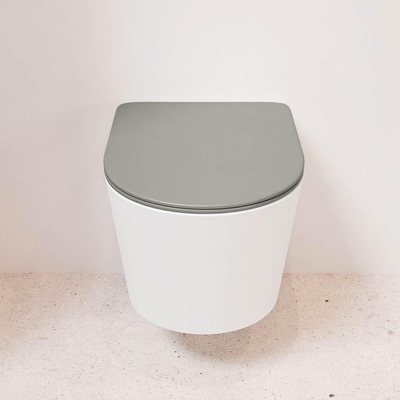 MONDIAZ LAVIE wandclosetpack - 36x53cm - diepspoel - rimless - Talc (offwhite) - softclose - quick-release - toiletzitting - Smoke (grijs)
