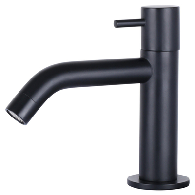 Differnz Ravo fonteinset - 38.5x18.5x9cm - Rechthoek - 1 kraangat - Gebogen matte zwarte kraan - beton donkergrijs