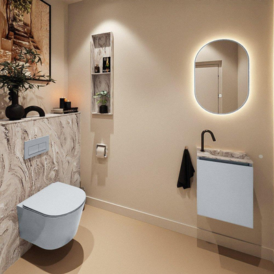 MONDIAZ TURE-DLUX 40cm toiletmeubel Clay. EDEN wastafel Glace positie rechts. Met 1 kraangat.