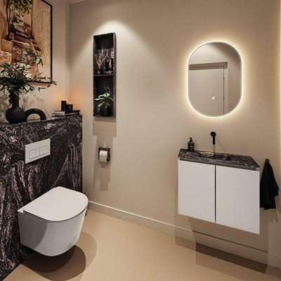 MONDIAZ TURE-DLUX 60cm toiletmeubel Linen. EDEN wastafel Lava positie midden. Zonder kraangat.