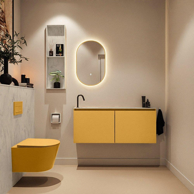 MONDIAZ TURE-DLUX 120cm toiletmeubel Ocher. EDEN wastafel Opalo positie links. Met 1 kraangat.
