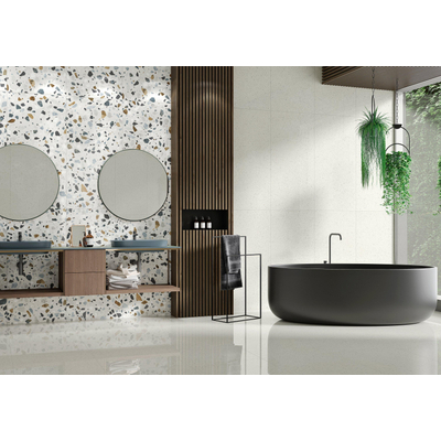 STN Ceramica wand- en vloertegel - 59.5x59.5cm - 9.5mm - gerectificeerd - Terrazzo - Wit