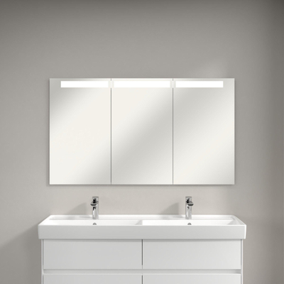Villeroy & Boch My View In inbouw spiegelkast met LED verlichting 3 voudig dimbaar met 3 deuren 130.1x74.7x10.7cm