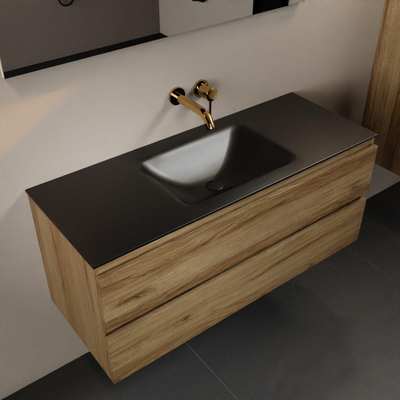 Mondiaz Aivy badmeubelset - 120x45x50cm - 0 kraangaten - 1 wasbak urban Solid surface - Midden - 2 lades - Met spiegel - Melamine Chai