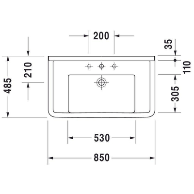 Duravit Starck 3 meubel wastafel 85 x 49 cm. wit