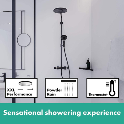 Hansgrohe Raindance select showerpipe met thermostaat 24cm powderrain mat zwart